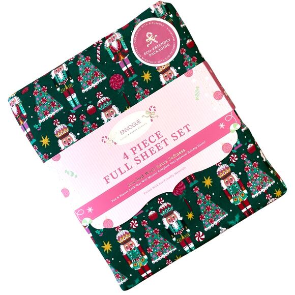 Envogue FULL Sheet Set Nutcracker Ballet Candy 4pc Christmas Bedding NEW - Picture 2 of 13